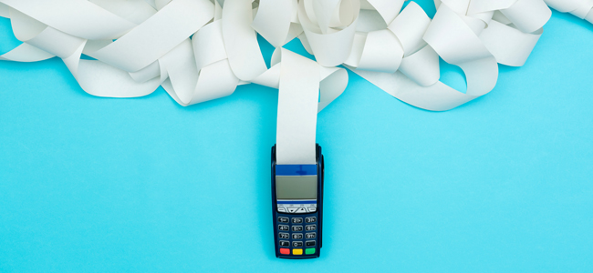 POS terminal with very long receipt