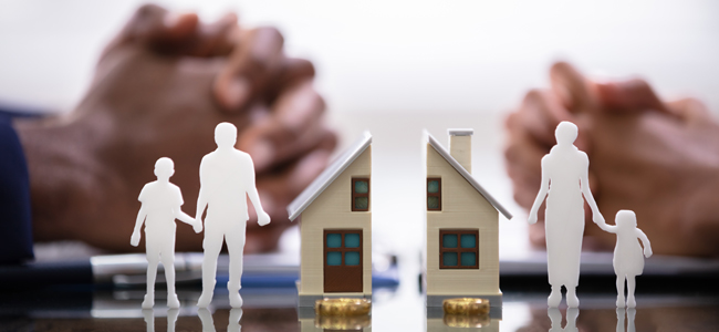 Wife And Husband Splitting Children And House